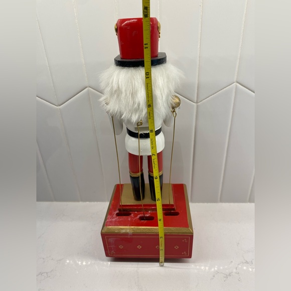 Vintage FAO Schwarz Red and Gold Musical Nutcracker with Drumsticks - Picture 3 of 6